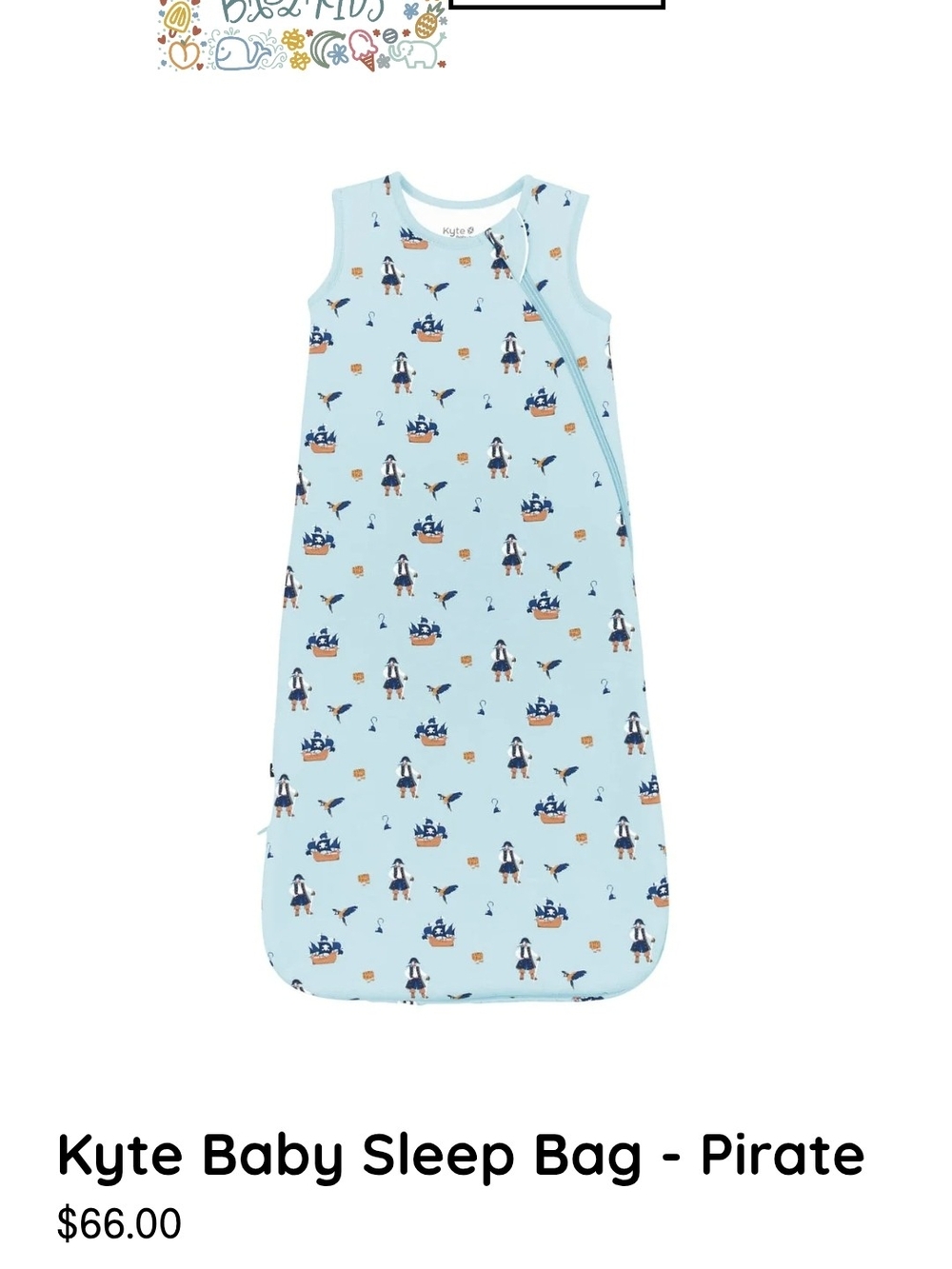 Kyte BABY Light Blue Pirate Print Sleep Sack